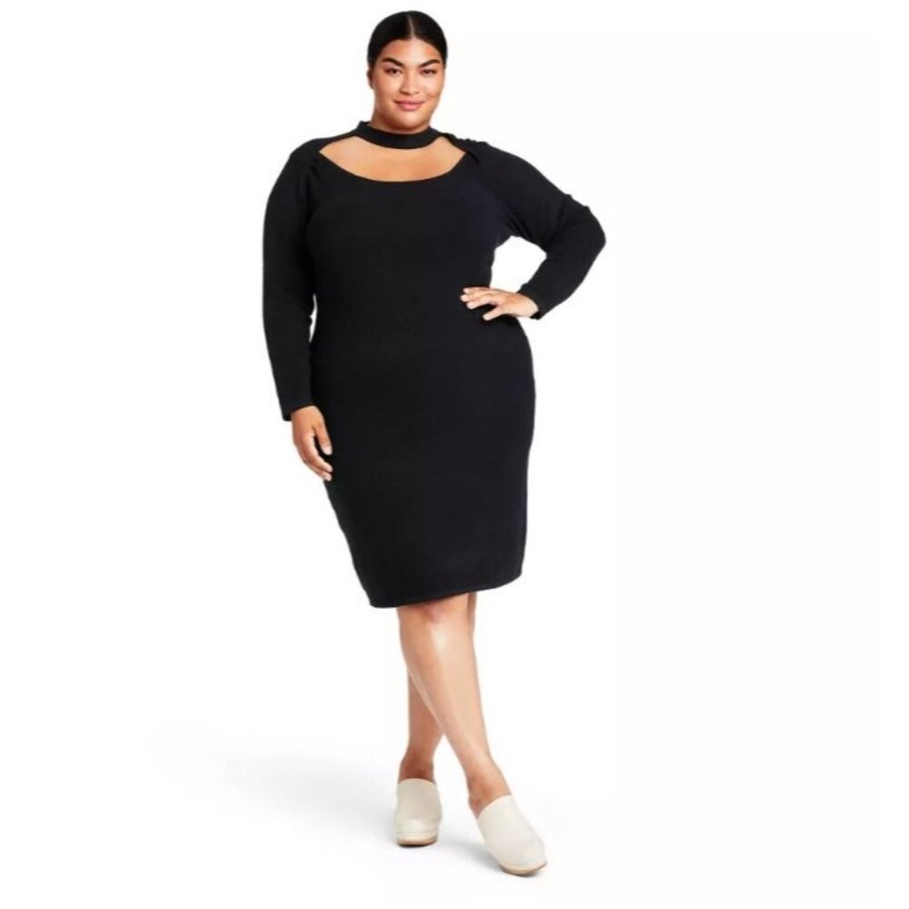 Victor Glemaud x Target Black Long-Sleeve Sweater Dress Women’s Plus 2X